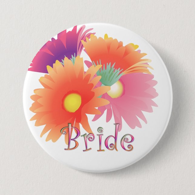 KRW Bright Daisy Bride Wedding Button (Front)