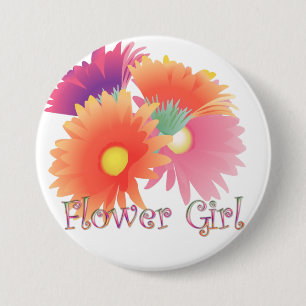 KRW Bright Daisy Flower Girl Wedding Button