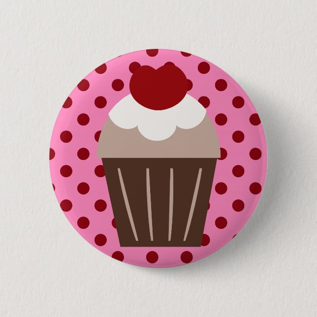 KRW Chocolate Cherry Cupcake Button (Front)
