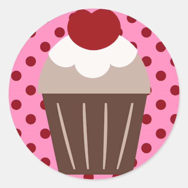 KRW Chocolate Cherry Cupcake Classic Round Sticker (Front)