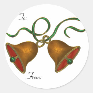 KRW Christmas Bells To and From Stick on Tags