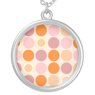 KRW Cool Pink and Orange Spots Silver Necklace