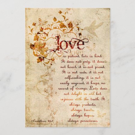 Krw Corinthians Love Is: Wedding Invitation Ecru