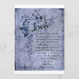 KRW Corinthians Love is: Wedding Invitation Navy