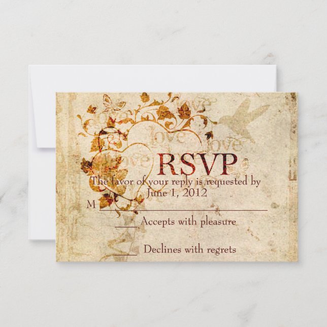 KRW Corinthians Love is: Wedding RSVP Ecru (Front)