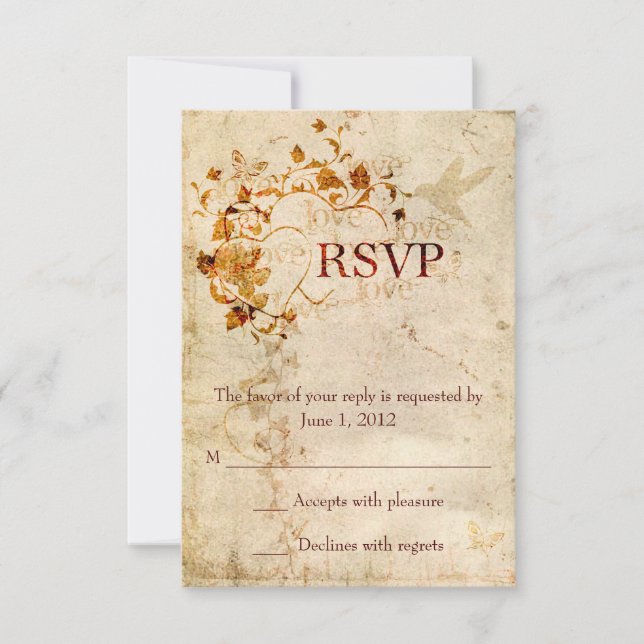 KRW Corinthians Love is: Wedding RSVP Ecru (Front)