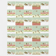 KRW Country Christmas Village Collage Blanket