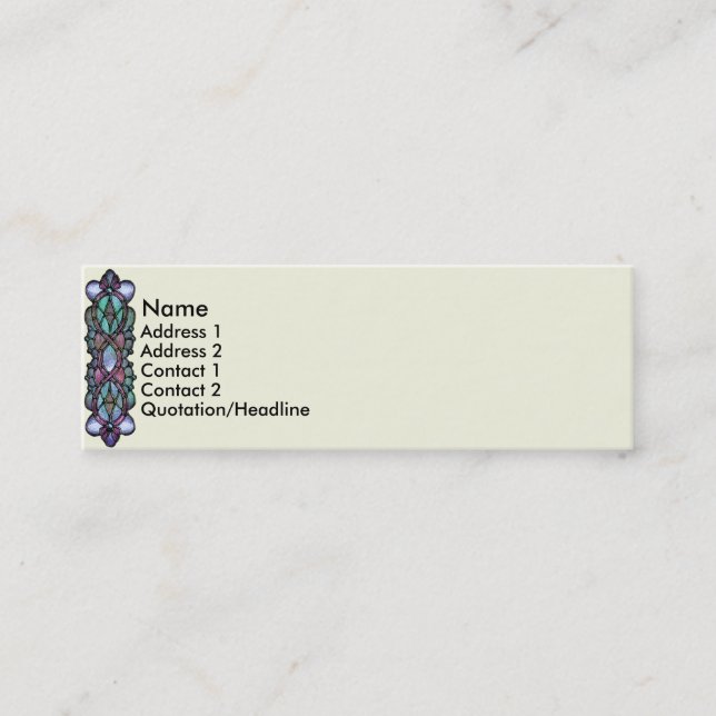KRW Cream Stained Glass Border Mini Business Card (Front)