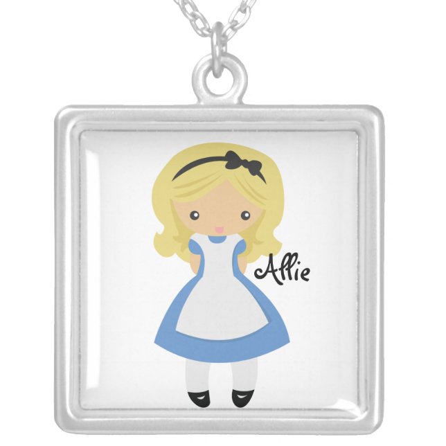 KRW Custom Alice in Wonderland Silver Necklace (Front)