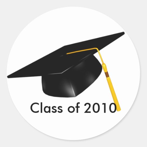 KRW Custom Black Graduation Cap Classic Round Sticker