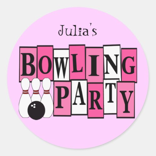 KRW Custom Bowling Birthday Party Classic Round Sticker