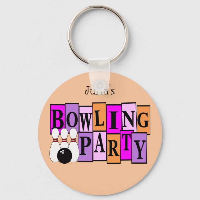 KRW Custom Bowling Birthday Party Keychain (Front)