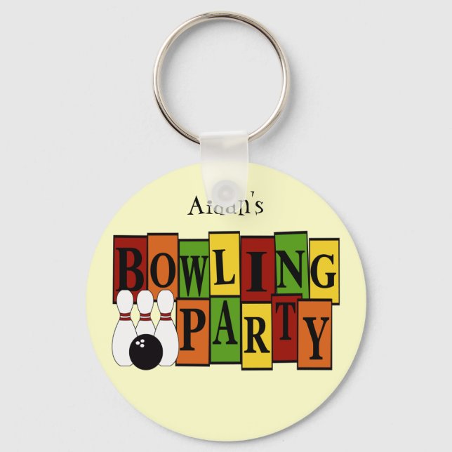 KRW Custom Bowling Birthday Party Keychain (Front)