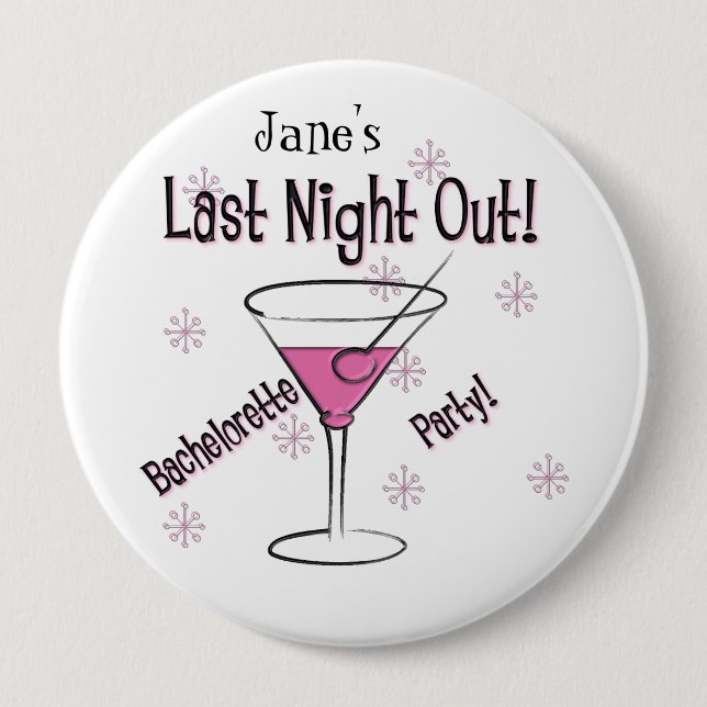 KRW Custom Bride's Last Night Out Bachelorette Pin (Front)