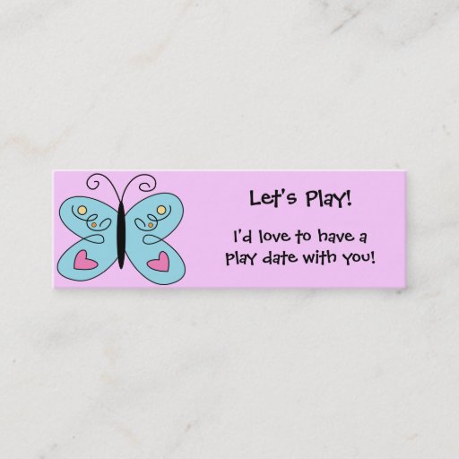 Customizable KRW Custom Colorful Butterfly Play Date Card Business Cards