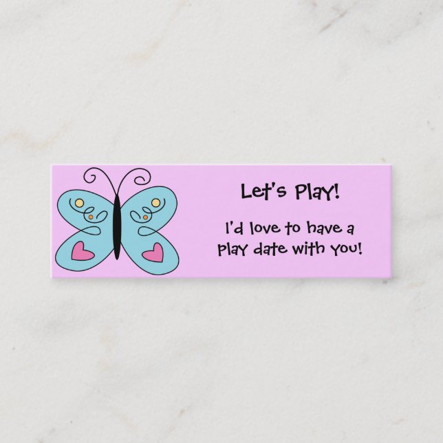 KRW Custom Colorful Butterfly Play Date Card (Front)