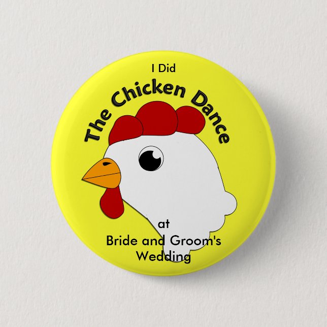 KRW Custom Funny Chicken Dance Wedding Pinback Button (Front)