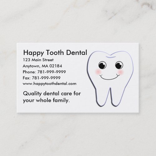 KRW Custom Happy Tooth Dental Appointment Business Card Template