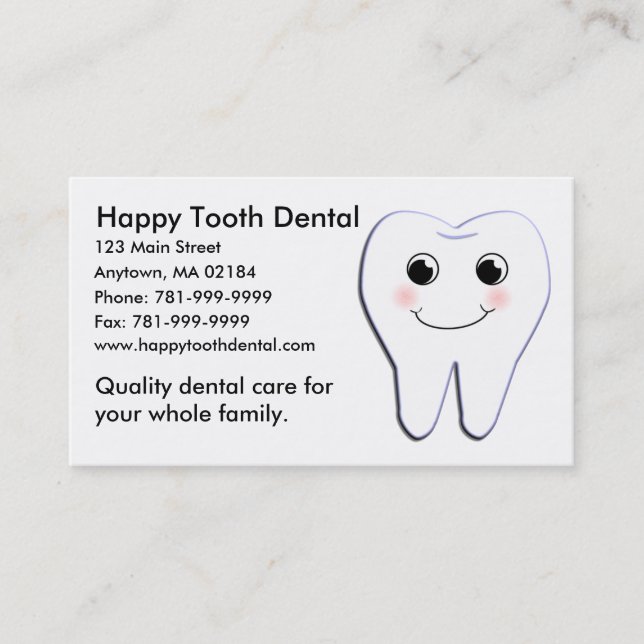 KRW Custom Happy Tooth Dental Appointment Card (Front)