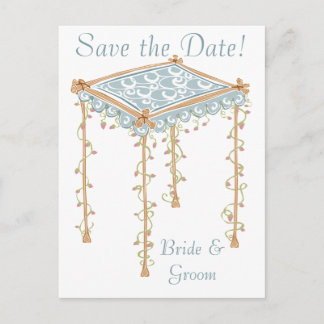 KRW Custom Jewish Wedding Canopy Save the Date Announcement Postcard