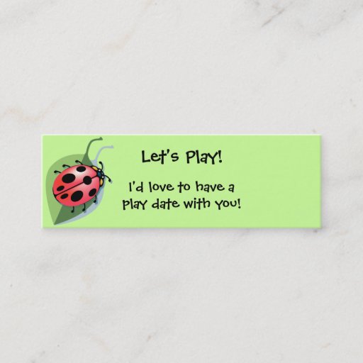 Customizable KRW Custom Lady Bug Play Date Card Business Card Templates