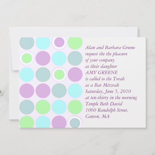 KRW Custom Modern Spots Bat Mitzvah Invitation (Front)
