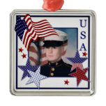 KRW Custom Photo Patriotic USA Flag Ornament