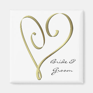 KRW Custom Stylized Gold Heart Wedding Favor Magnet
