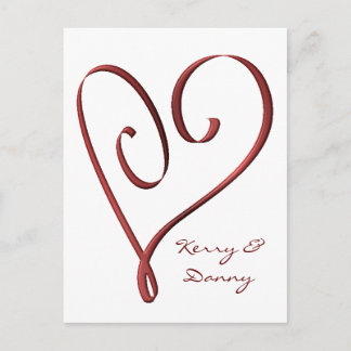 KRW Custom Stylized Red Heart RSVP Card
