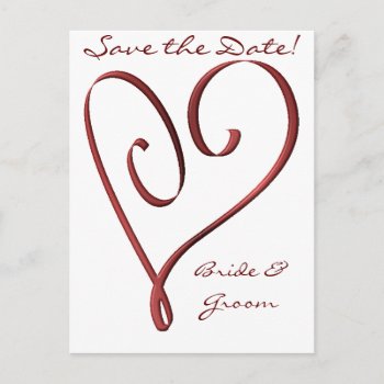 Krw Custom Stylized Red Heart Save The Date Announcement Postcard by KRWWedding at Zazzle