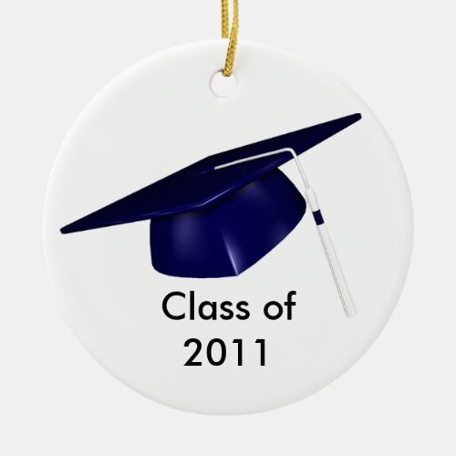 KRW Custom Text Blue Graduation Cap Ornament