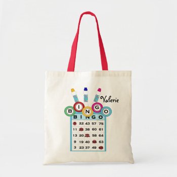 Krw Custom Text Colorful Bingo Tote Bag by KRWDesigns at Zazzle