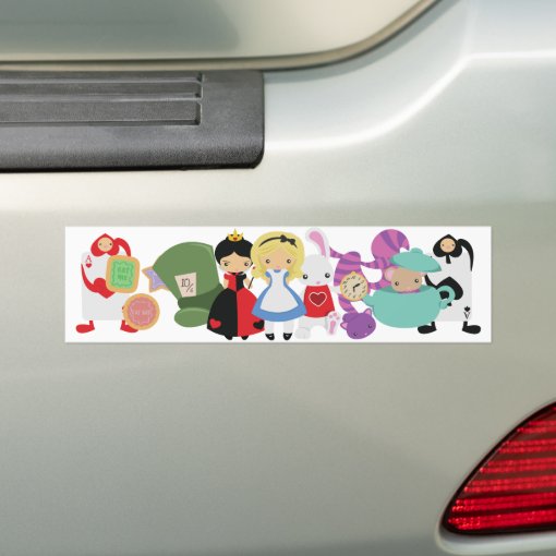 KRW Cute Alice in Wonderland Group Bumper Sticker Zazzle