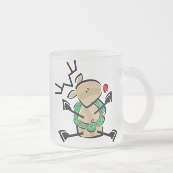 Krw Cute Cartoon Reindeer Frosted Glass Coffee Mug by KRWHolidays at Zazzle