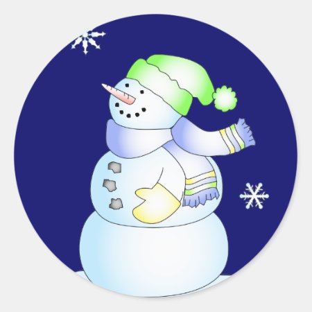 Krw Cute Cartoon Snowman Holiday Classic Round Sticker