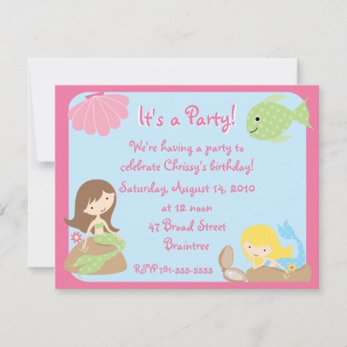 KRW Cute Mermaid Birthday Party Invitations