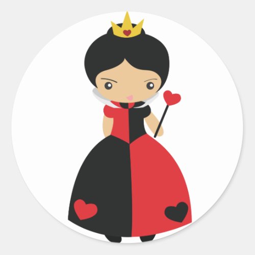 KRW Cute Queen of Hearts Classic Round Sticker