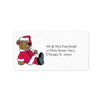 Krw Cute Santa Teddy Bear Address Label by KRWHolidays at Zazzle