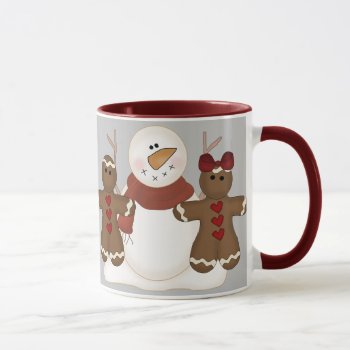 Krw Cute Snowman And Gingerbread Couple Mug by KRWHolidays at Zazzle