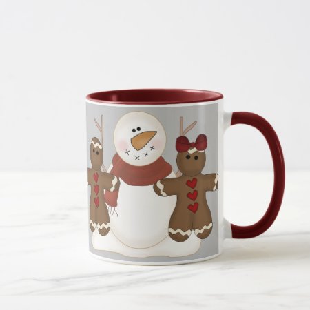 Krw Cute Snowman And Gingerbread Couple Mug