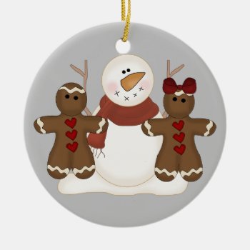 Krw Cute Snowman And Gingerbread Couple Ornament by KRWHolidays at Zazzle