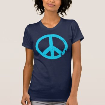 Krw Distressed Blue Peace Sign T-shirt by KRWDesigns at Zazzle