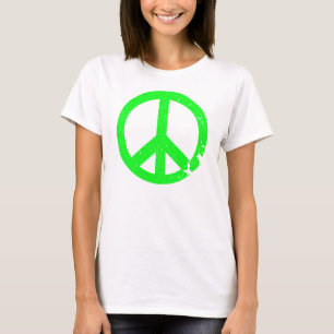KRW Distressed Neon Green Peace Sign T-Shirt