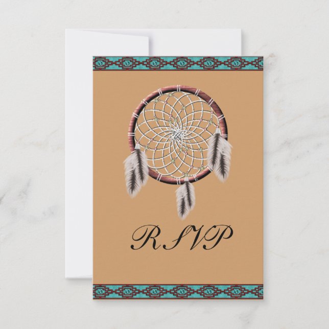 KRW Dreamcatcher Native American Wedding RSVP Card (Front)