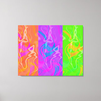 KRW Electric Funk Abstract Art Triptych Canvas