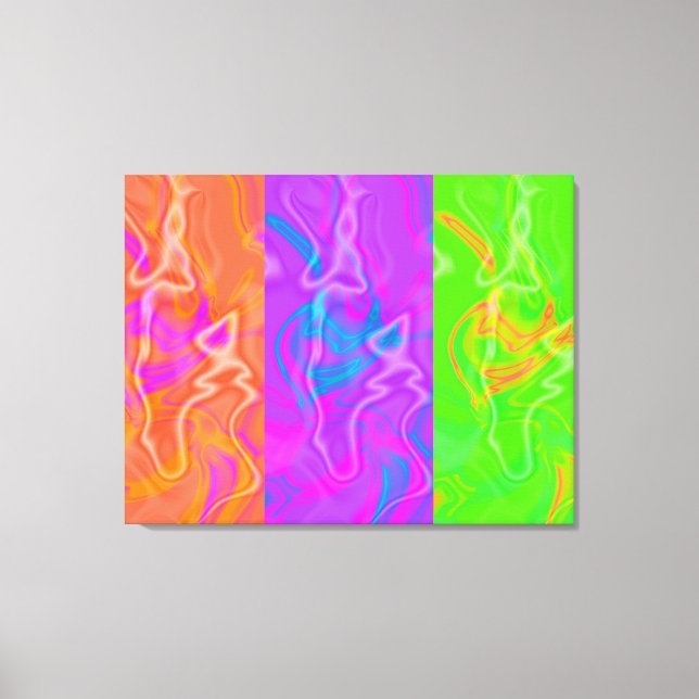 KRW Electric Funk Abstract Art Triptych Canvas Print (Front)