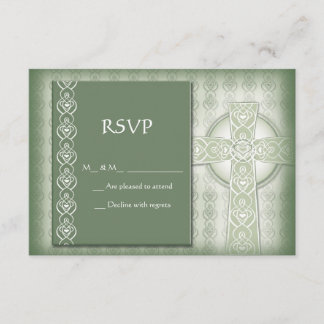 KRW Elegant Celtic Cross Irish RSVP Card