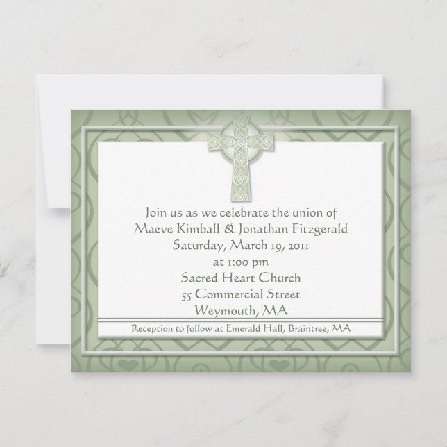 KRW Elegant Celtic Cross Irish Wedding Invitation (Front)