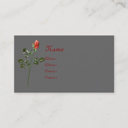 Customizable KRW Elegant Long Stemmed Rose Business Card