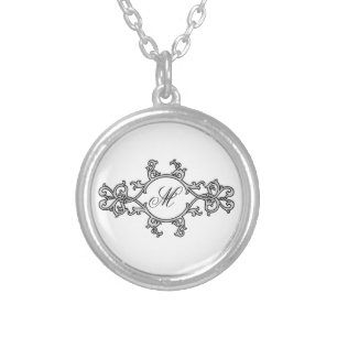 KRW Elegant Monogram Scroll Design Necklace